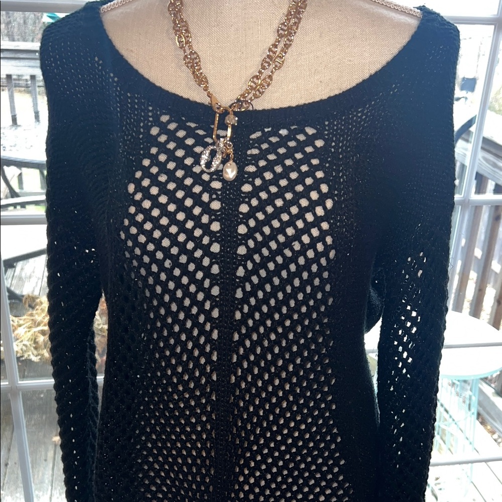 Rock & Republic Black Mesh Sweater